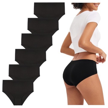 6x Czarne FIGI MAJTKI DAMSKIE z WYSOKIM STANEM MORAJ 100% Bawełna r. 3XL