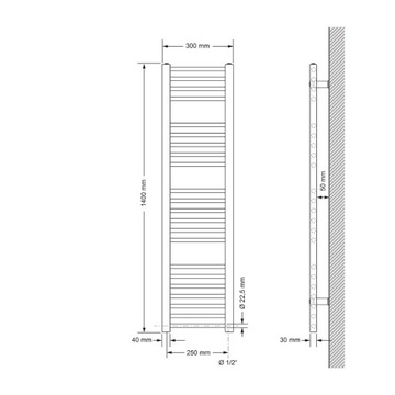 Grzejnik lazienkowy Sahara 300 x 1400 mm bialy