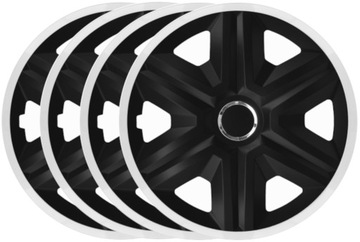 Kołpaki 16 cali Fast Lux White - Black Ring czarne zestaw 4szt uniwersalne