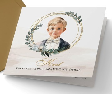 ZAPROSZENIA na Komunię IMIĘ Papier perłowy+koperta