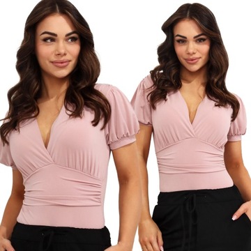 BODY DAMSKIE BLUZKA GŁADKIE KLASYCZNE WYSZCZUPLAJĄCE MODELUJĄCE BASIC RÓŻ
