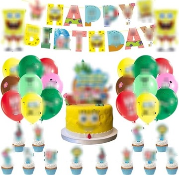 Girlanda Baner Urodzinowy Balony Zestaw Dla Dzieci Na Urodziny SPONGEBOB