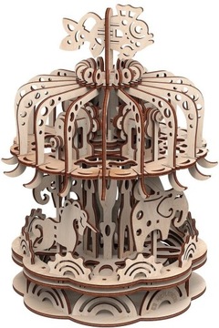 KARUZELA DREWNIANE PUZZLE 3D DO SKŁADANIA ECO WOOD