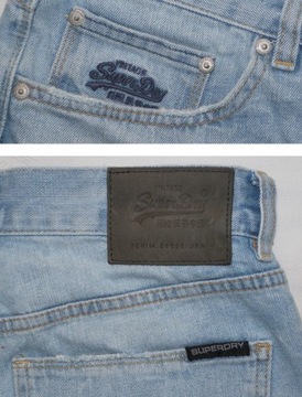 Spodenki jeans z przetarciami SUPERDRY Denim Goods JPN r. M , pas W 30