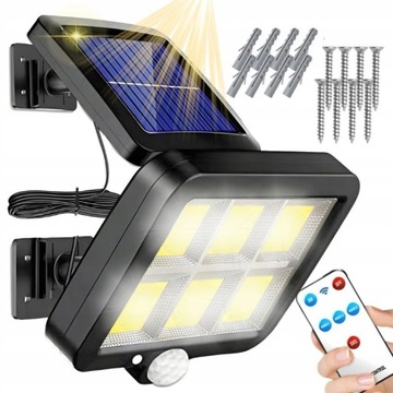 LAMPA SOLARNA 120 LED COB Z CZUJNIKIEM RUCHU ZMIERZCHU 250W + PILOT PANEL