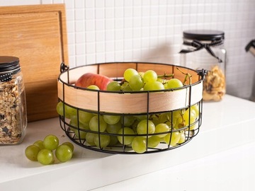 КОРЗИНА ДЛЯ ФРУКТОВ БЛЮДА КРУГЛАЯ КОРЗИНА С РУЧКОЙ