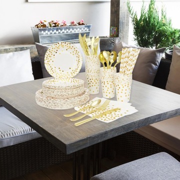 Бумажные тарелки STRAW и чашки Silver Gold