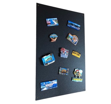 Lekka metalowa tablica na magnesy z podróży na ścianę czarna 66x42 cm