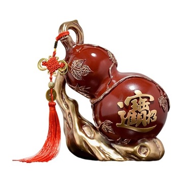Żywiczna statua Feng Shui talizman na szczęście starożytna moneta na sznurku chiński urok czerwony