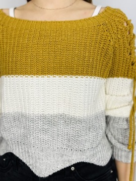 Sweter luźny sznurowane rękawy M 38 Quiz