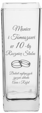 Wazon z grawerem PREZENT na rocznicę ślubu 5 10 20