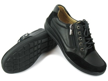 PÓŁBUTY SNEAKERSY MOKASYNY SKÓRZANE HELIOS 357 CZARNY 37 MG