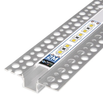 PROFIL LED aluminiowy do GK karton gips płytek kafli glazury 2m + klosz