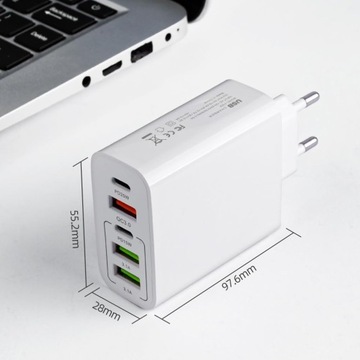 ŁADOWARKA SIECIOWA SZYBKA USB-A USB QC 3.0 65W USB-C PD TYP C DO TELEFONU
