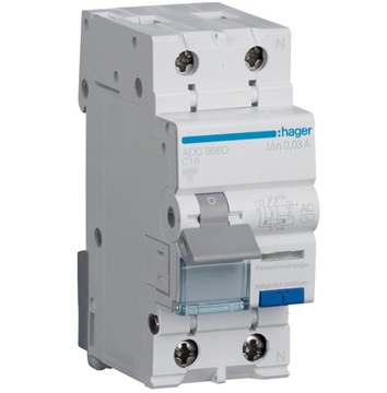 Hager Wyłącznik różnicowoprądowy 1P+N C16A ADC966D
