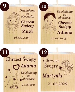 Podziękowanie dla Gości Komunia Chrzest piękny świecznik 1 szt grawer IMIĘ