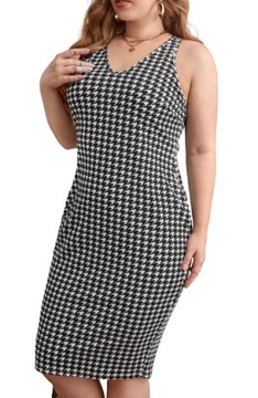 SHEIN PLUS SIZE SUKIENKA W PEPITKE OŁÓWKOWA 50 VGM