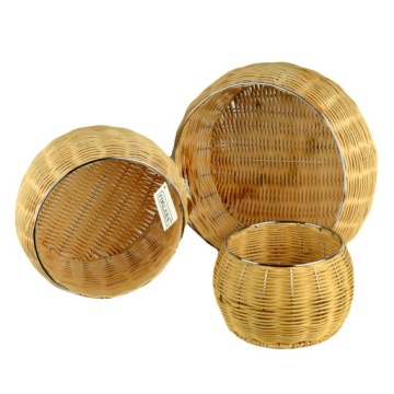 КРУГЛАЯ КОРЗИНА ИЗ РОТАНГА ДЛЯ ТУАЛЕТНЫХ ПРИНАДЛЕЖНОСТЕЙ В ВАННОЙ КОМНАТЕ