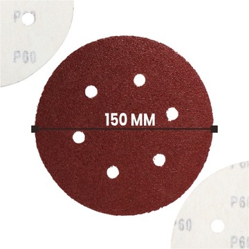 25 дисков для наждачной бумаги с отверстиями на липучке, 150 мм, диски P60, шлифовальный диск
