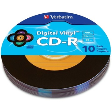 50 Płyt VERBATIM CD-R 700MB VINYL KOLOROWE 80min