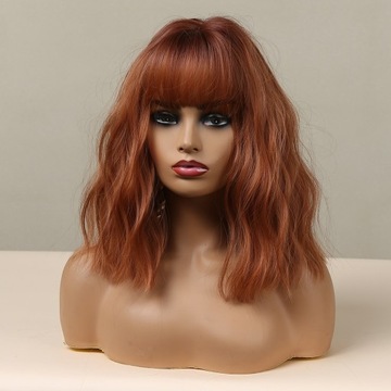 Рыжий парик с челкой с эффектом натуральных волос