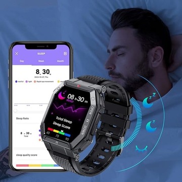 SMARTWATCH MĘSKI WOJSKOWY INTELIGENTNY ZEGAREK MIERNIK FITNESS TRACKER