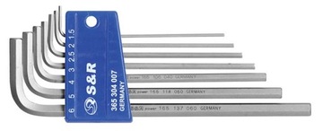 Klucz imbusowy zestaw kluczy imbusych 7szt klips wydłużone 1,5-6mm CrV S&R