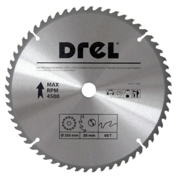 PIŁA TARCZOWA WIDIOWA TARCZA DO CIĘCIA DREWNA 350x30mm 60Z redukcja 20 16mm
