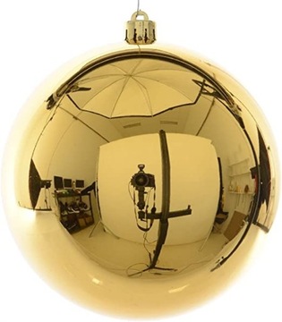 Большая пластиковая елочная игрушка, 14 см, золото.