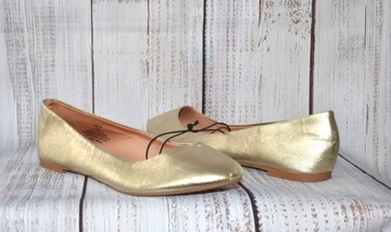H&M złote ELEGANCKIE balerinki WYGODNE nowe 39