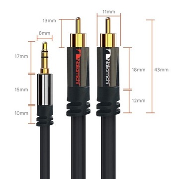КАБЕЛЬ 2RCA-JACK 3,5 мм AUX STEREO OFC NAKAMICHI 5 м