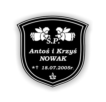 Tabliczka nagrobna na grób krzyż 20x20 cm + TAŚMA