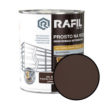 Gruntoemalia prosto na rdzę 0,75L brązowa czekoladowa półmat Rafil 91020978