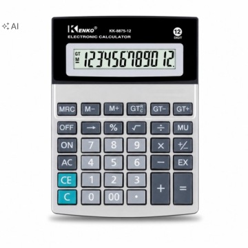 Калькулятор офісний Kenko KK-8875-12 12 цифр LCD GT MU пам'ять великий сріблястий