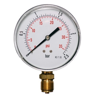 MANOMETR 100MM RADIALNY 1/2 2.5BAR CIŚNIENIA DOLNY