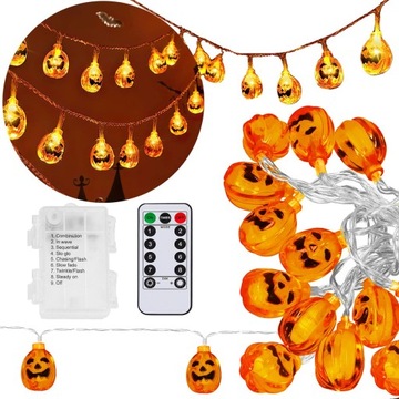 GIRLANDA LAMPKI DYNIE ŚWIECĄCE 20 LED WISZĄCE DEKORACJA UPIORNA HALLOWEEN