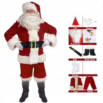 STRÓJ KOSTIUM ŚWIĘTEGO MIKOŁAJA ZESTAW 9SZT,4XL