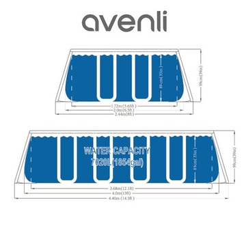 AVENLI ROCKY ПРЯМОУГОЛЬНЫЙ САДОВЫЙ БАССЕЙН С НАСОСОМ 400x200 КОМПЛЕКТ