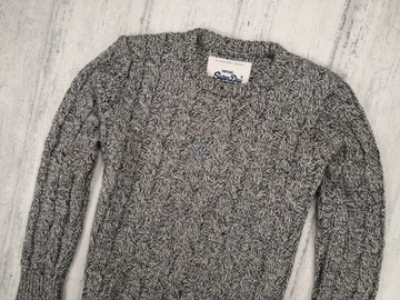 SUPERDRY JACOB KNIT MĘSKI SWETER L DZIANINOWY WEŁNIANY WARKOCZ