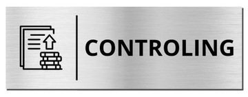 TABLICZKA NA DRZWI - CONTROLING | piktogram | 20x7cm | srebrna