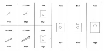 Zestaw wkrętów i podkładek do karoserii Falcon F01008 170 elementów