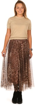 F697 Стильная юбка из тюля, печатный леопард