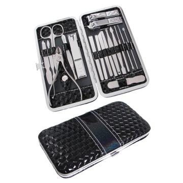 ZESTAW DO MANICURE PEDICURE PAZNOKCI TWARZY + ETUI DIAMOND BLACK 18B