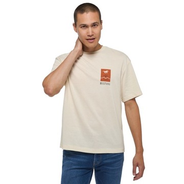 T-SHIRT MĘSKI MUSTANG BEŻOWY KRÓTKI RĘKAW R. L
