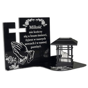 PODSTAWKA POD ZNICZ SOLARNY ANIOŁEK SZKŁO AKRYLOWE