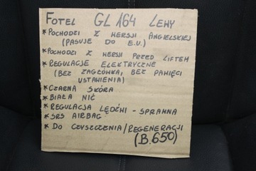 MERCEDES GL X164 SEDADLO LEVÝ PŘED FACELIFT ČERNÁ KŮŽE BÍLÁ NIC