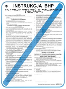 Tablica INSTRUKCJA BHP PRZY WYKONYWANIU ROBÓT WYKO