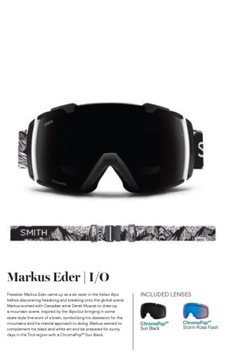 ОЧКИ SMITH I/O AC EDER ID CHROMAPOP SUN BLACK + 2GA CHROMAPOP STORM GLASS