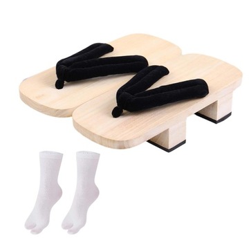 Japońskie drewniane chodaki Sandały pod prysznic Komfortowe buty na świeżym powietrzu 44 białe