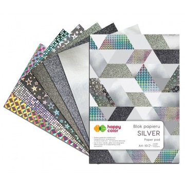 Blok z EFEKTAMI SILVER KREATYWNY A4 HAPPY COLOR